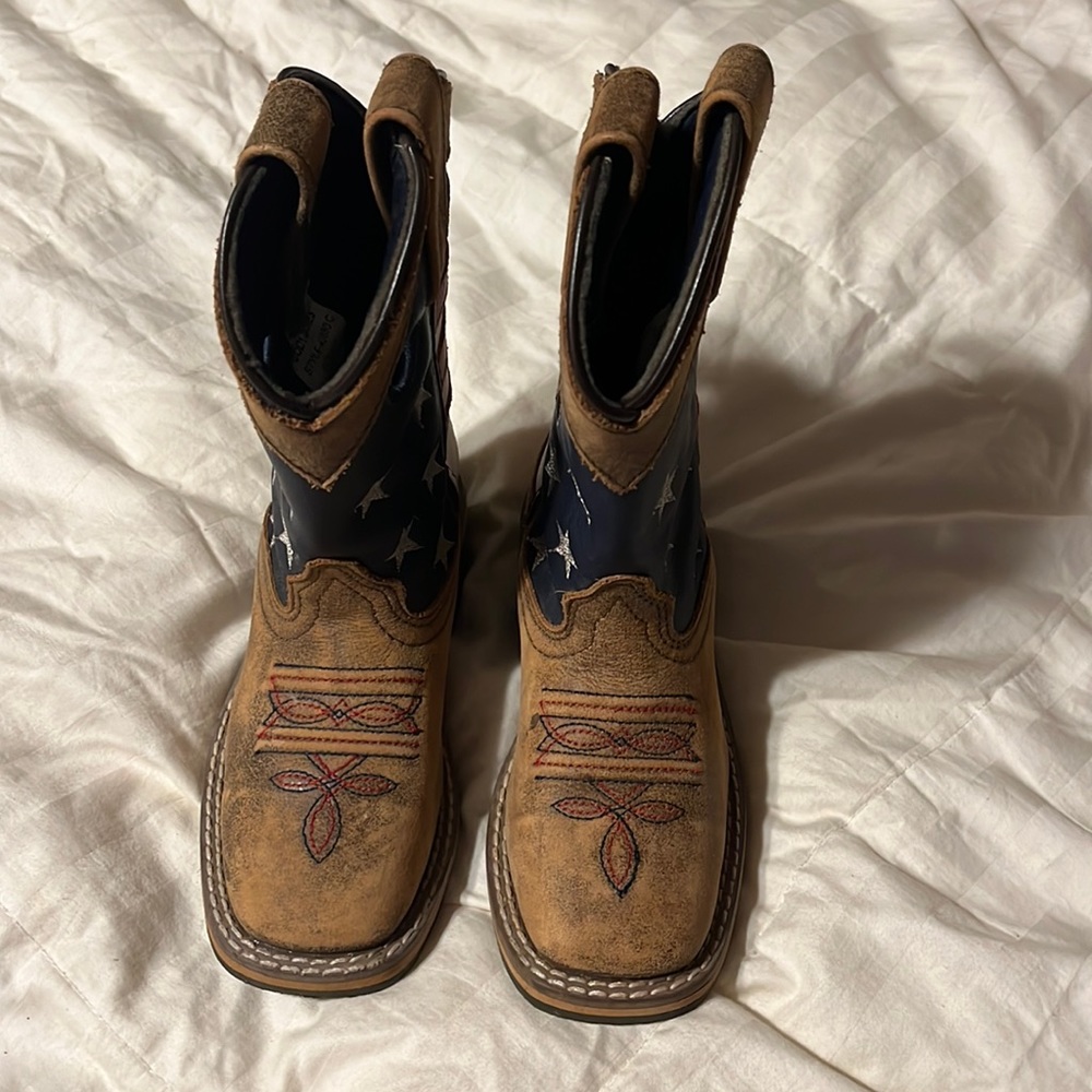 CODY JAMES TODDLER BOYS' USA FLAG WESTERN BOOTS - BROAD SQUARE TOE